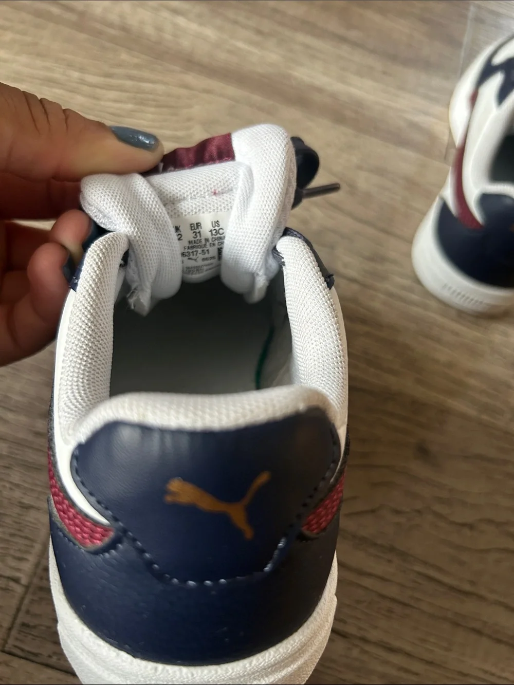 Puma Kids White Navy Burgundy Low-Top Sneakers